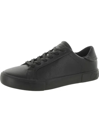 Calvin Klein Reon Mens Faux Leather Lace Up Casual And Fashion Sneakers In Black