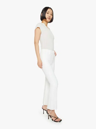 Mother The Hustler Ankle Fray Boot-cut Jeans In White