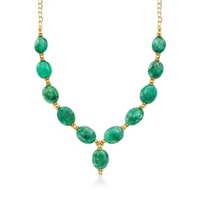 Ross-simons Emerald Bead Necklace In 18kt Gold Over Sterling In Multi