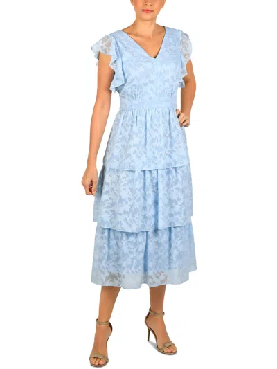Julia Jordan Womens Tiered Polyester Maxi Dress In Multi
