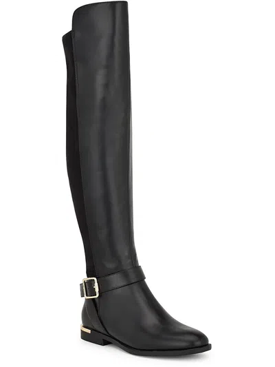 Nine West Womens Faux Leather Tall Over-the-knee Boots In Black