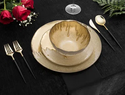 Classic Touch Decor Set Of 12 Dinnerware With Gold Dipped Design