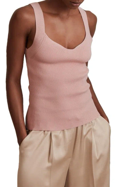 Reiss Womens Blush Dani Sweetheart-neck Slim-fit Ribbed Stretch-knit Vest