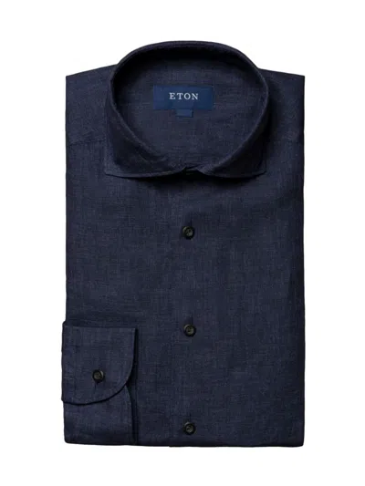 Eton Linen Contemporary Fit Shirt In Blue