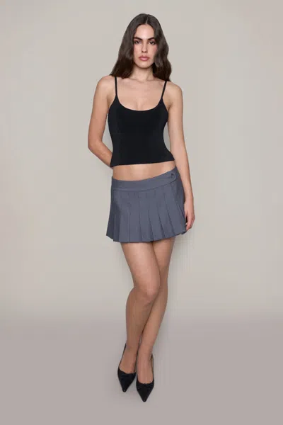 Danielle Guizio Ny Lyneth Pleated Mini Skirt In Stone Grey