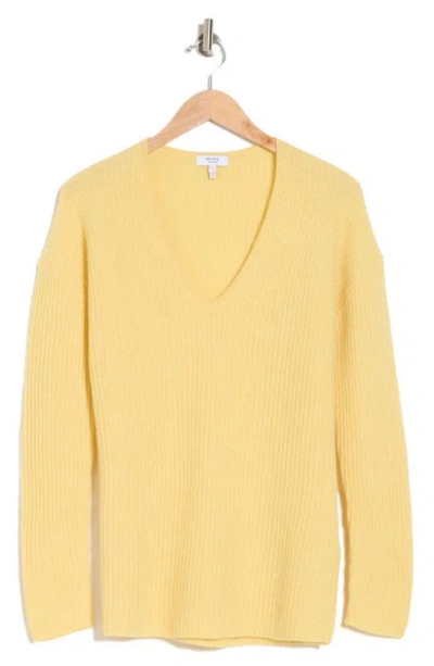 Reiss Trinny Rib Wool & Cashmere V-neck Sweater In Yellow