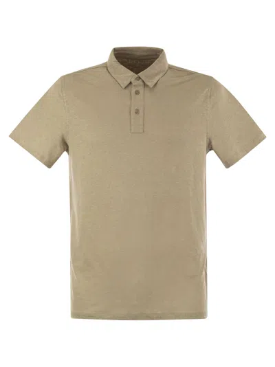 Majestic Filatures Linen Short-sleeved Polo Shirt In Sand
