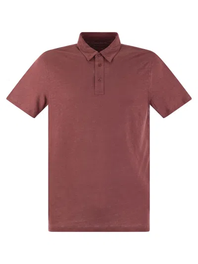 Majestic Filatures Linen Short-sleeved Polo Shirt In Red