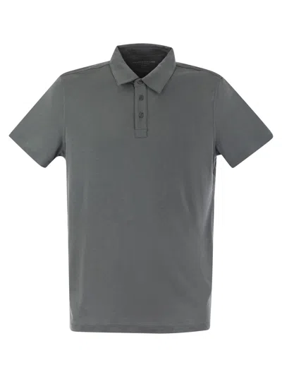 Majestic Filatures Short-sleeved Polo Shirt In Lyocell In Grey