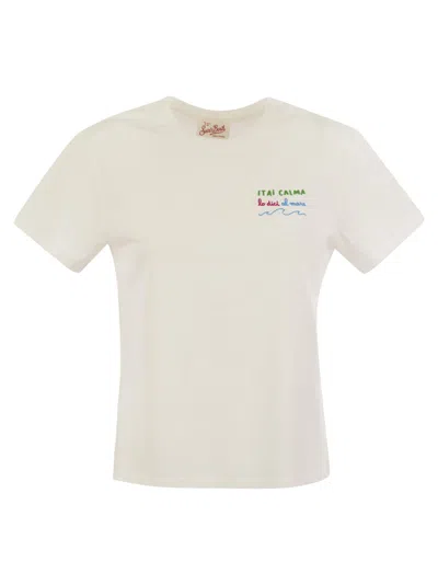 Mc2 Saint Barth Emilie - T-shirt With Embroidery On Chest In White