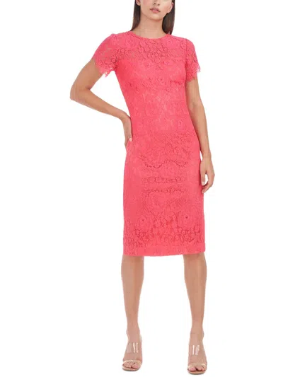 Js Collections Womens Solid Lace Cocktail And Party Dress In Pink