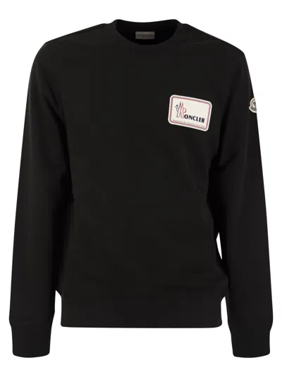 Moncler Logoed Crewneck Sweatshirt In Black