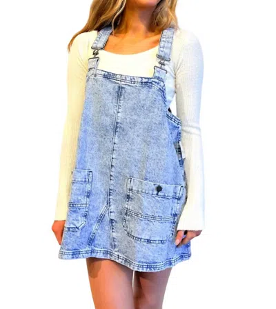 Free People Overall Smock Mini Dress In Light Blue