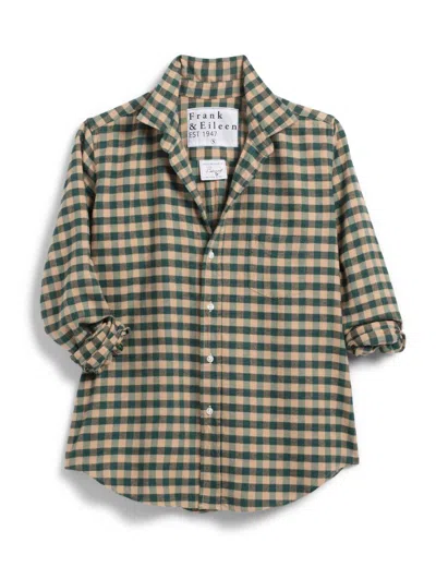 Frank & Eileen Women's Barry Tailored Button Up Shirt In Camel And Green Check In Multi