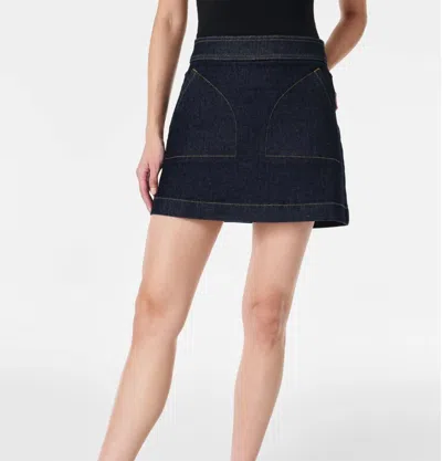 Spanx Denim Mini Skirt In Raw Indigo In Multi