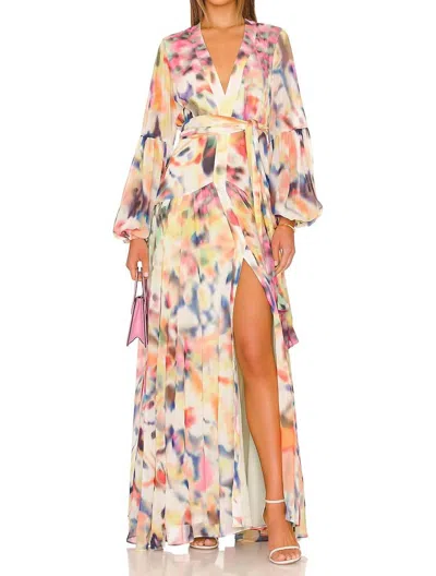 Alexis Becker Fluid Printed Crepe Dress In Iridescent In Green