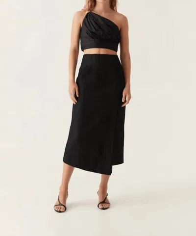 Aje Theory Cinched Midi Skirt In Black