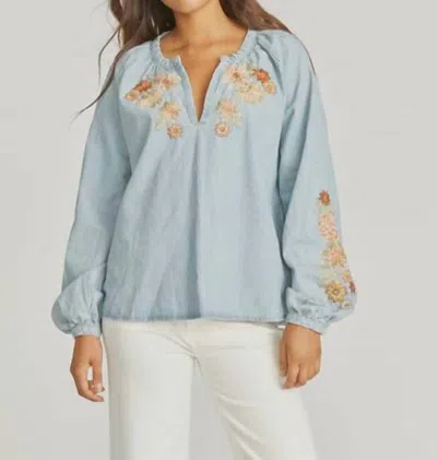 Driftwood Chambray Top X Spring Neptune In Light Wash In Blue