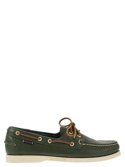 Sebago Portland Moccasin With Grained Leather In Green