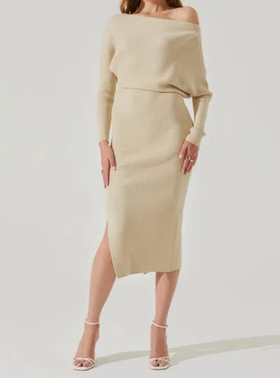 Astr Caris Sweater Dress In Natural In White