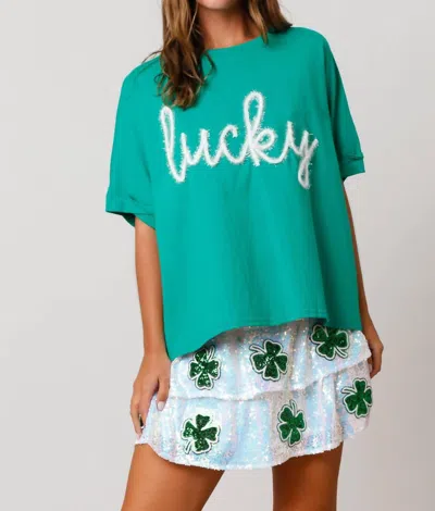 Peach Love St. Patrick's Lucky Top In Green