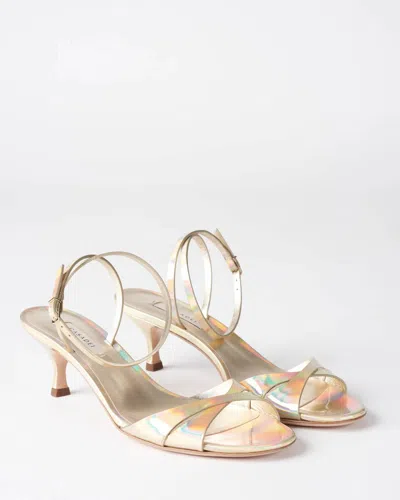 Casadei Osiride Sandal Heel In Platino Leather In Multi