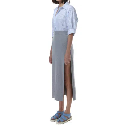 Theo The Label Nomia Slit Skirt In Heather Grey