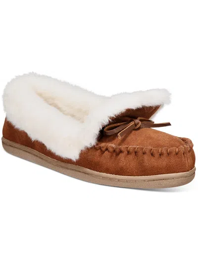 Charter Club Dorenda Womens Suede Cozy Moccasin Slippers In Brown