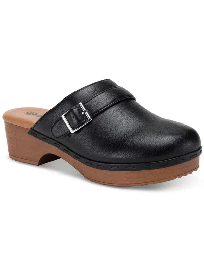 Style & Co Dakotaa Womens Faux Leather Mule Sandals In Black