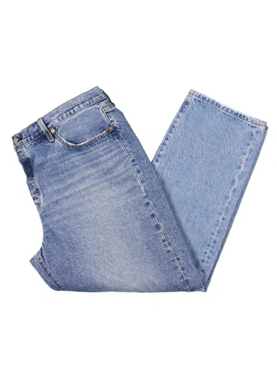 Levi's Plus Womens High Rise Medium Wash Straight Leg Jeans In Blue