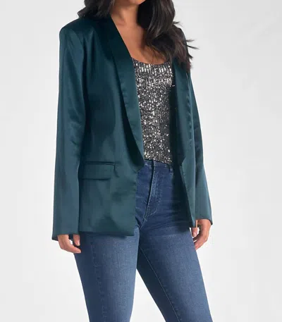 Elan Satin Blazer In Pine Green In Gold