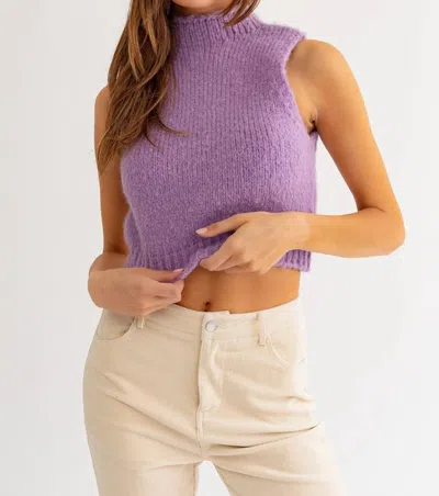 Le Lis The Head Of The Class Cropped Sweater Vest In Purple