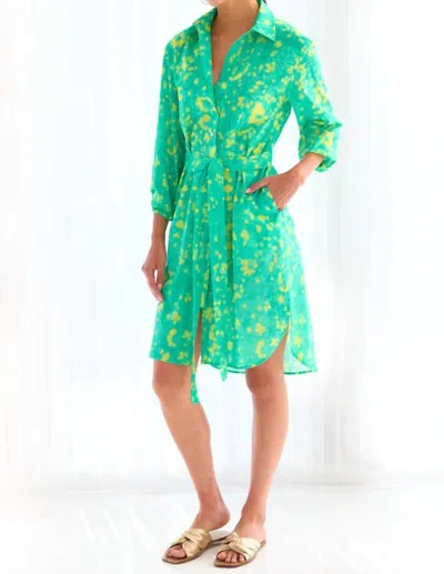 Finley Natalie Shirt Dress In Tropical Green Citrus Meadow In Multi