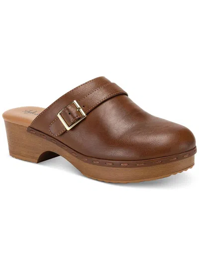 Style & Co Dakotaa Womens Faux Leather Mule Sandals In Brown