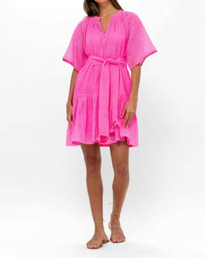 Oliphant Raglan Belted Mini Dress In Delray Pink In Multi