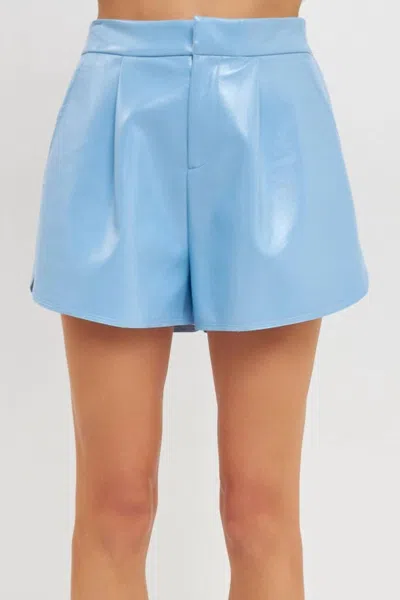 2.7 August Apparel High-waisted Faux Leather Shorts In Powder Blue
