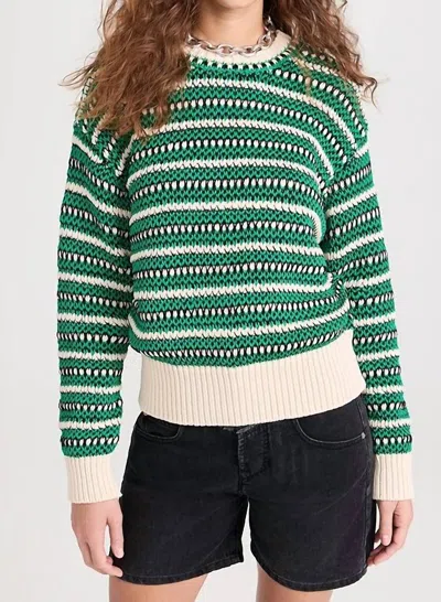 Isabel Marant Hilo Pullover Sweater In Mint Green And White In Multi