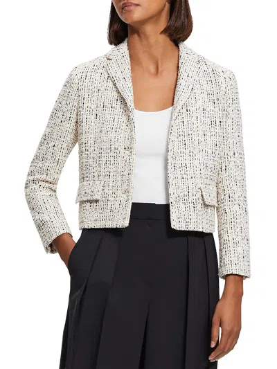 Theory Womens Tweed Two-button Blazer In White