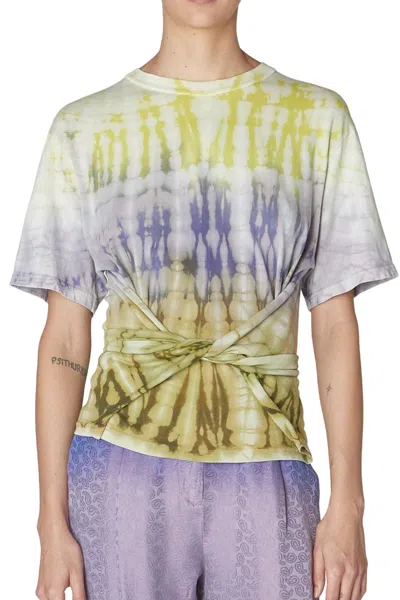 Raquel Allegra Treatment Corset T-shirt In Moss/lavender In Multi