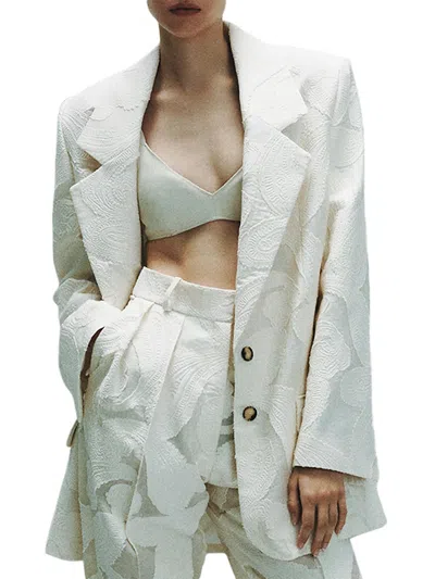 The Mannei Caen Womens Oversized Cotton Two-button Blazer In White
