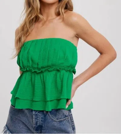 Bluivy Emma Pleated Strapless Top In Green