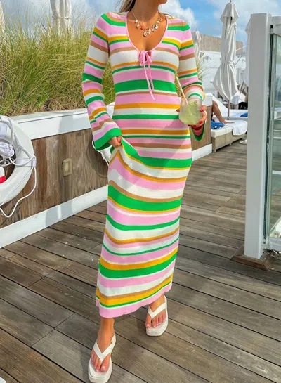 Show Me Your Mumu - Vacay Maxi Dress Rib Knit Multi In Multi Color Pastel