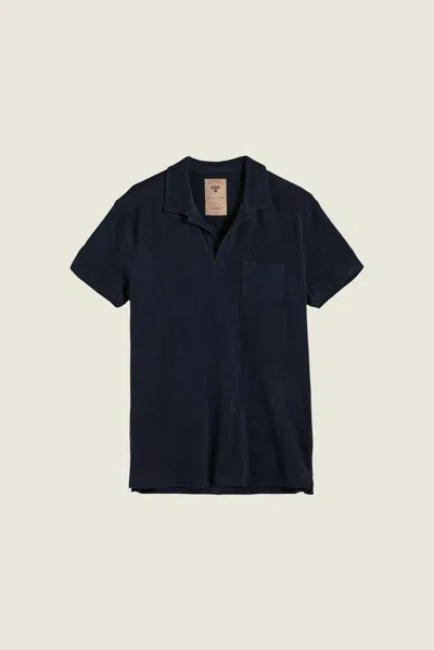 Oas Polo Terry Shirt In Navy In Blue
