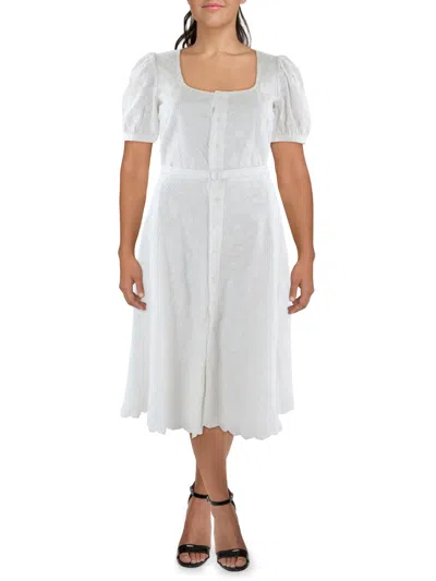 Polo Ralph Lauren Womens Eyelet Midi Shirtdress In White