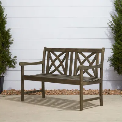 Simplie Fun Renaissance Outdoor Patio 4-foot Hand-scraped Wood Garden Bench In Brown