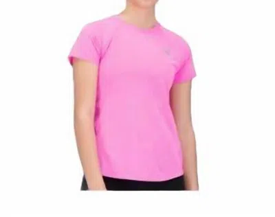 New Balance Impact Run Short Sleeve Tee In Vibrant Pink Heather In Multi