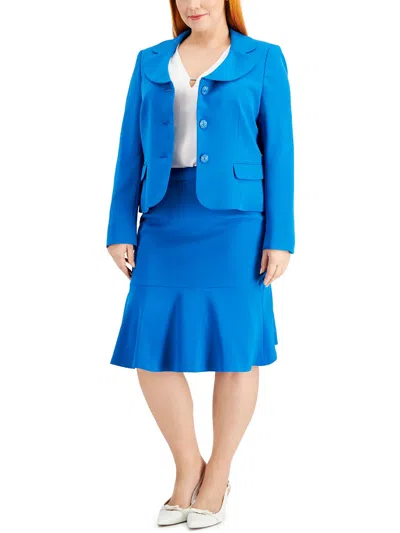 Le Suit Plus Womens 2pc Polyester Skirt Suit In Blue