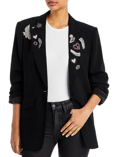 Cinq À Sept Amour Kelsa Womens Embellished Polyester One-button Blazer In Black
