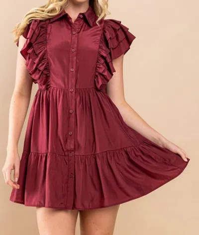 Tcec Button-down Dress In Wine In Pink
