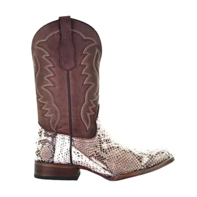 Corral Men's Wide Square Toe Western Boots In Natural Brown Python In Multi